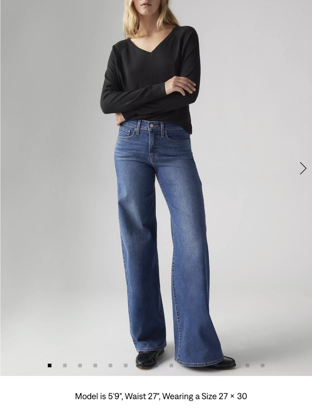 Levi's 318 Shaping Wide Leg Women's Blue Jeans Dark Wash Mid Rise Sz 28